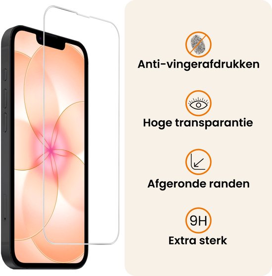 Screenprotector met anti-vingerafdruk, hoge transparantie, afgeronde randen, extra sterk (9H).