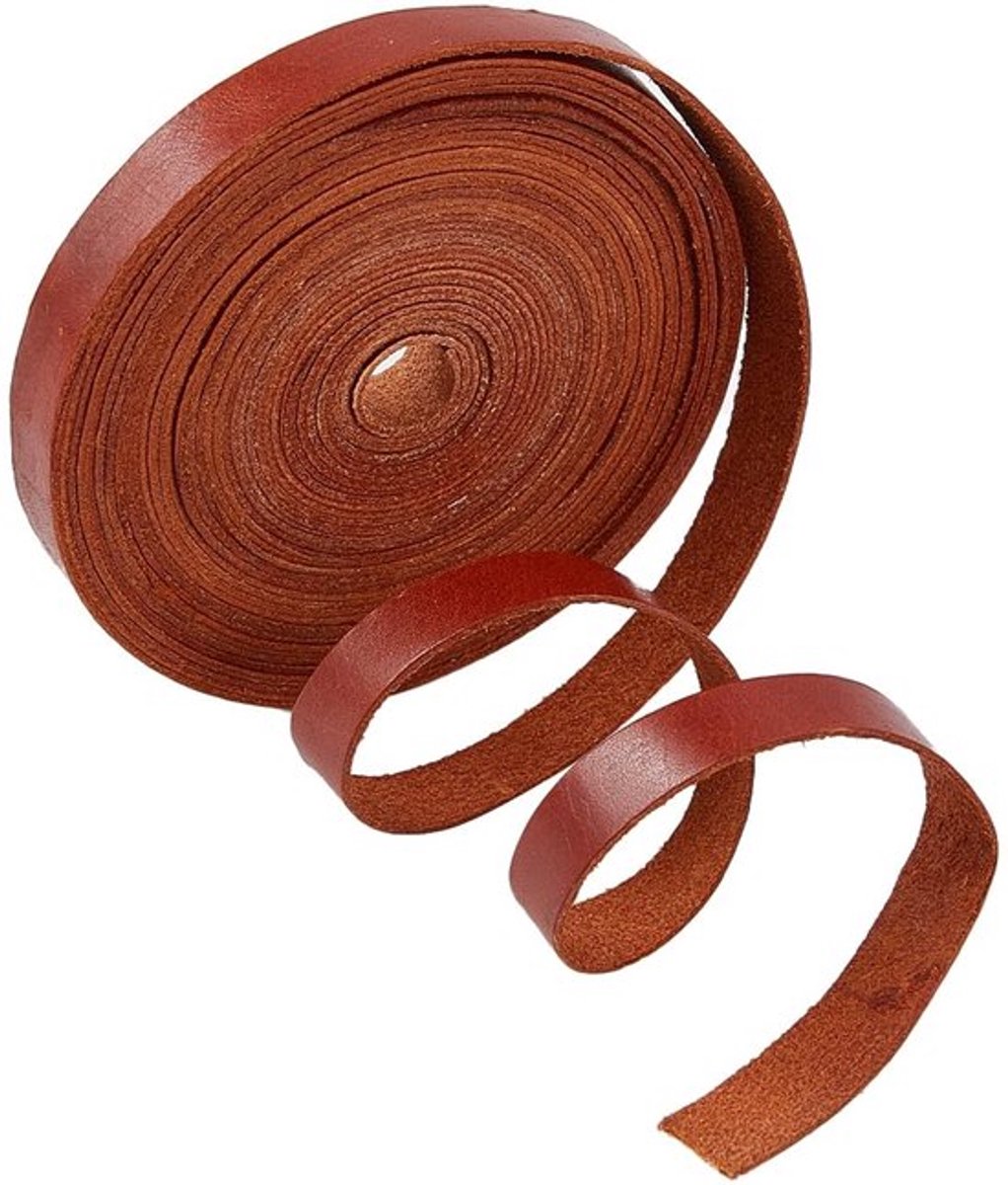 Dailygoods - Platte Lederen Koord - Vlechten Draad - Kokosbruin