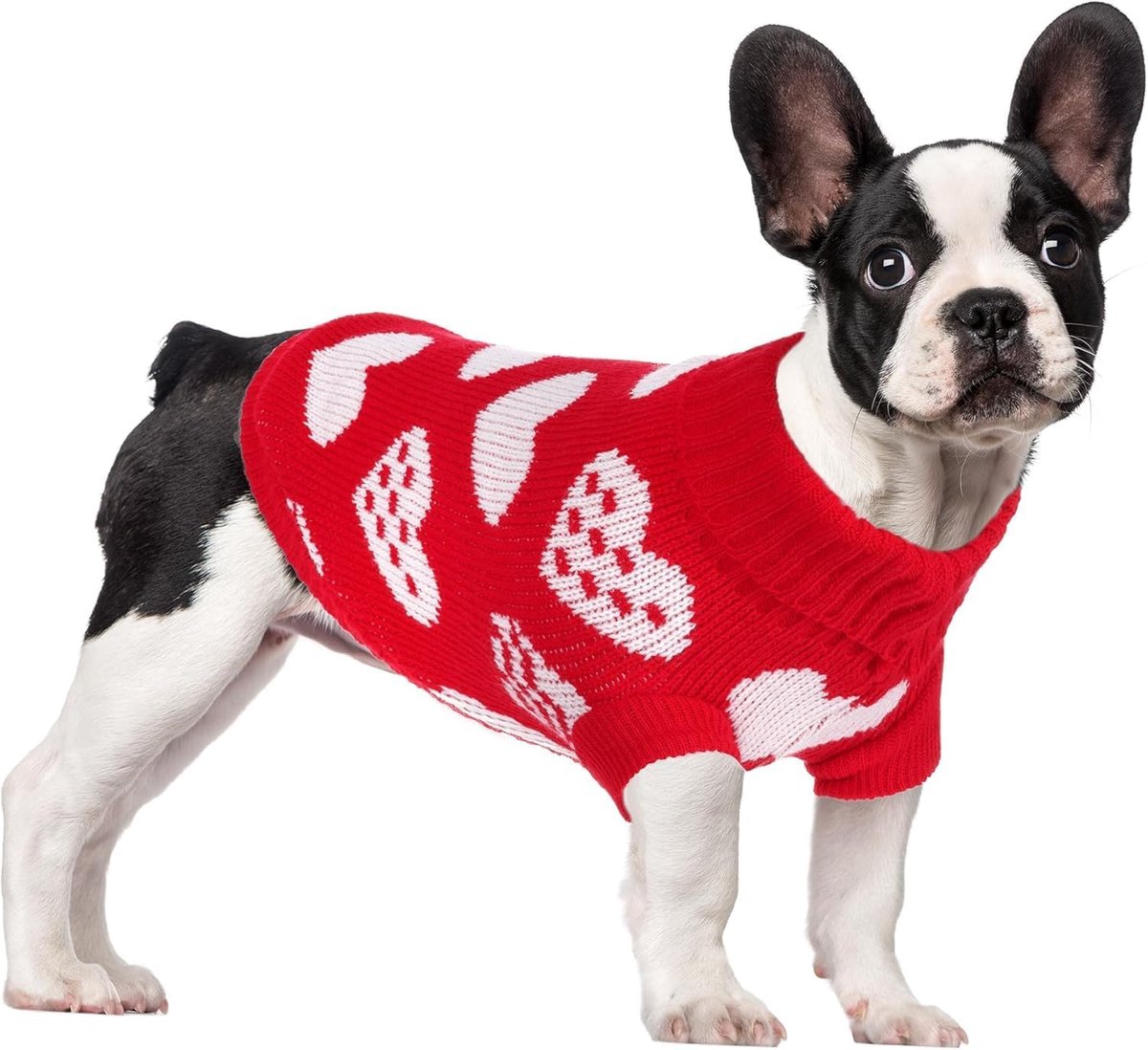 harten rode Valentijnsdag gebreide trui voor kleine en middelgrote honden, warme winteroutfit voor Valentijnsdag, wandelingen en dagelijks gebruik (maat 14)
