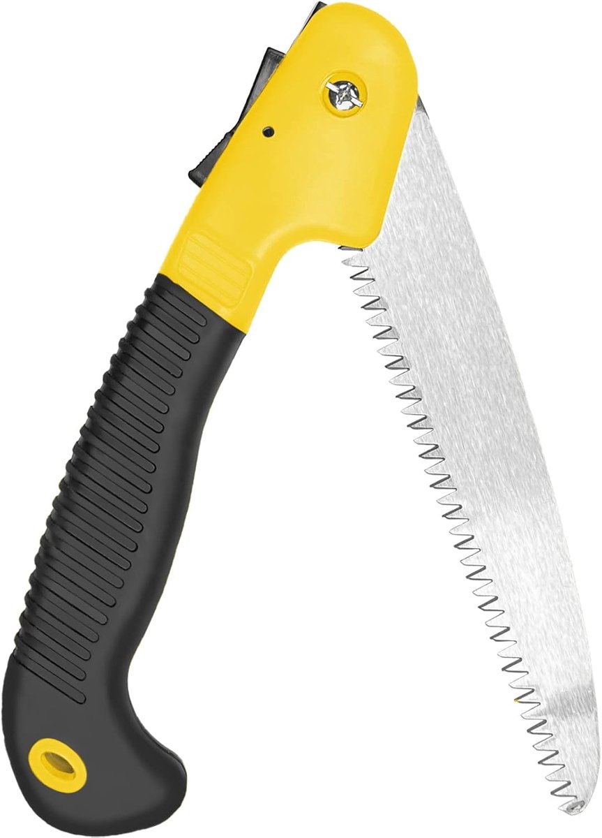 Snoeizaag, handzaag, klapzaag voor buiten, lengte zaagblad 18 cm, staal, voor reparatie van terrastuinen, camping, reizen, 39 cm, geel
