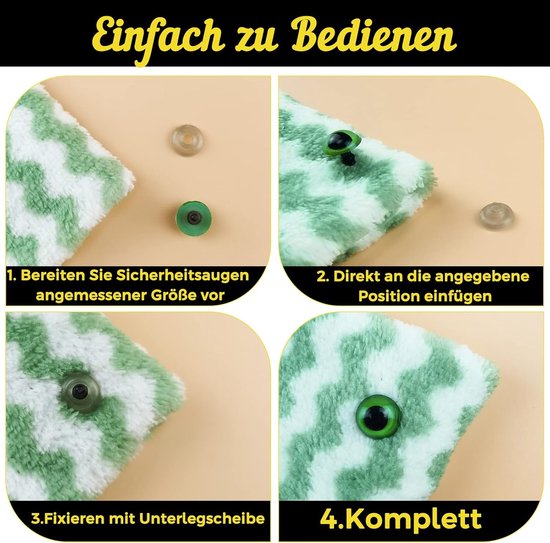 Ogen Voor Gehaakte Dieren, Veelkleurige Amigurumi Ogen Voor Knutselen 6-14mm, Veiligheidsogen En Neus Met Sluitringen Voor Gehaakte Dieren Puppet Marionet — afbeelding 2