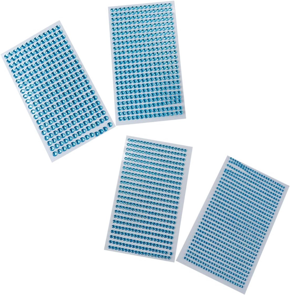 Stuks 4 vellen hemelsblauwe strass-stickers 3/4/5/6 mm zelfklevende strass-steentjes voor doe-het-zelfdecoratie, knutselen, gezicht, ogen, nagels, haar
