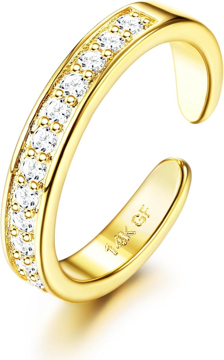 Teenringen voor Vrouwen Roze Open Ringen Verstelbare Enorme CZ Band Drierijige Gouden Teenringen Voet Sieraden, Messing