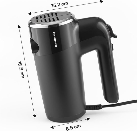 Handmixer - Keukenmixer Mixer - Beslag Mixen - 6 Snelheden Turbo - 300 Watt - Zwart — afbeelding 3