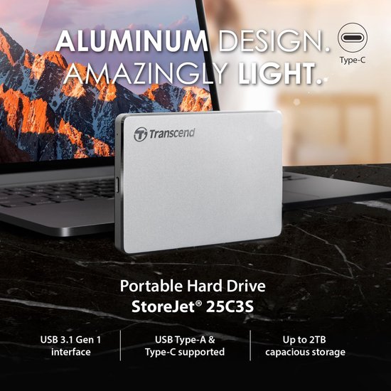 1TB Externe Harde Schijf USB 3.1 Slank Aluminium Ontwerp — afbeelding 3
