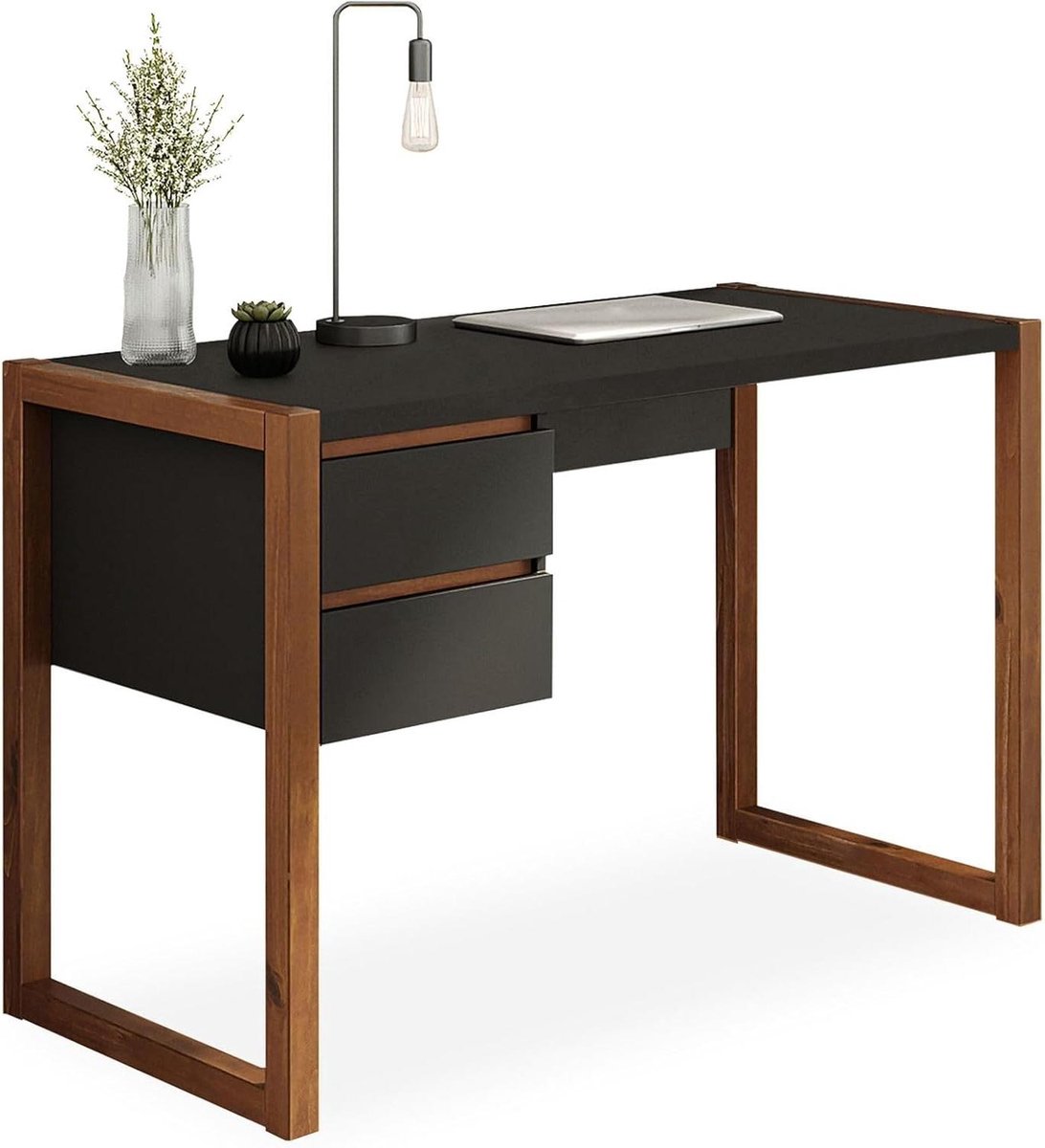 Bureau met Laden - Werktafel Kantoor bureau - Thuiswerken Organiseren - Massief Grenenhout - 118 x 75 x 54 cm