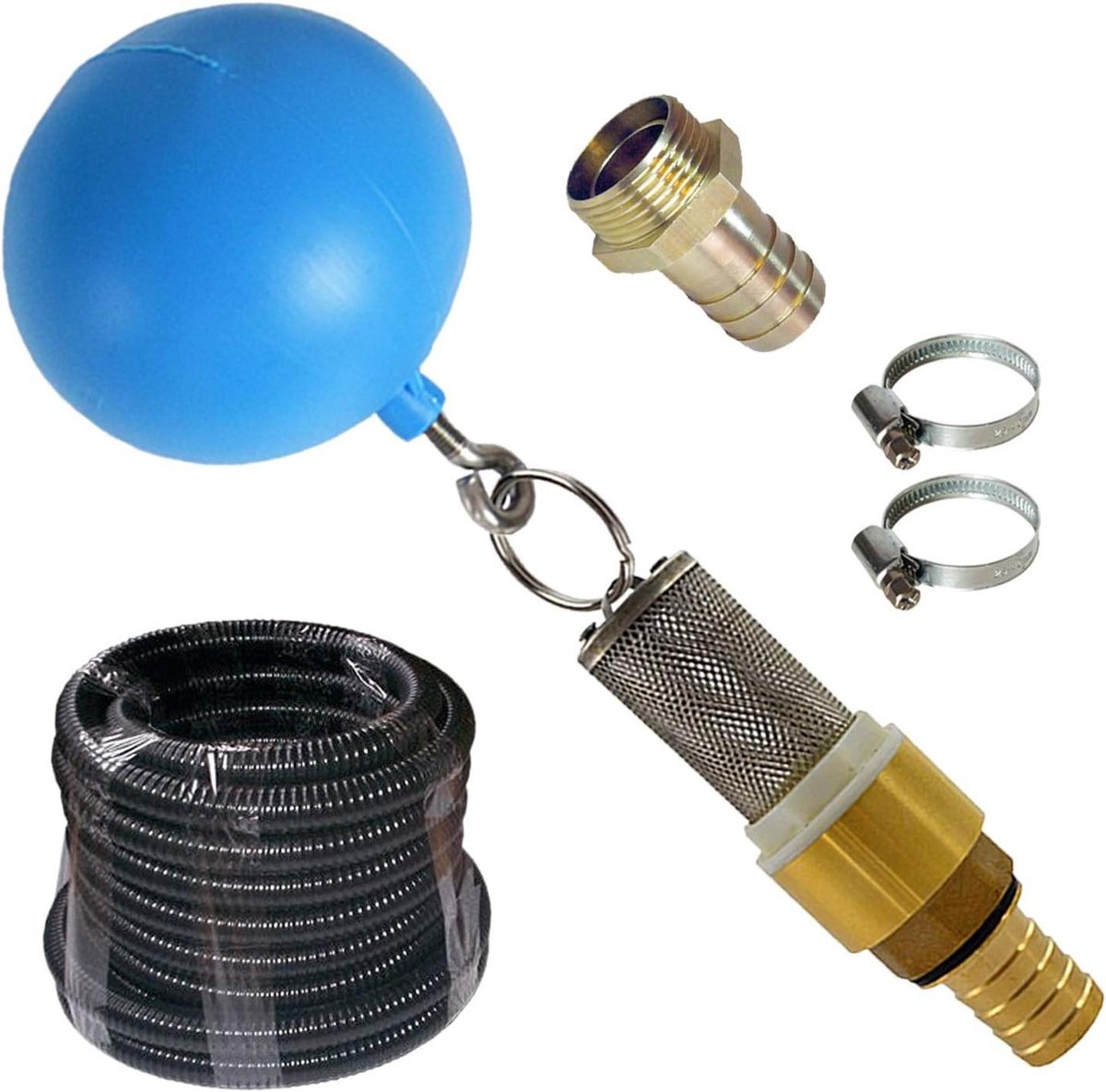 Aanzuigset Waterpomp - Zuigmand Set - Automatische Watervoorziening - Messing Verbindingen - 15 m slang - Roestvrij Staal
