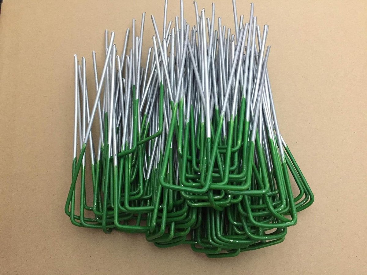 Kunstgras Pinnen - Gras Nietjes - Gazon Bevestigen - Gegalvaniseerd Metaal - 150MM x 30MM - Groen