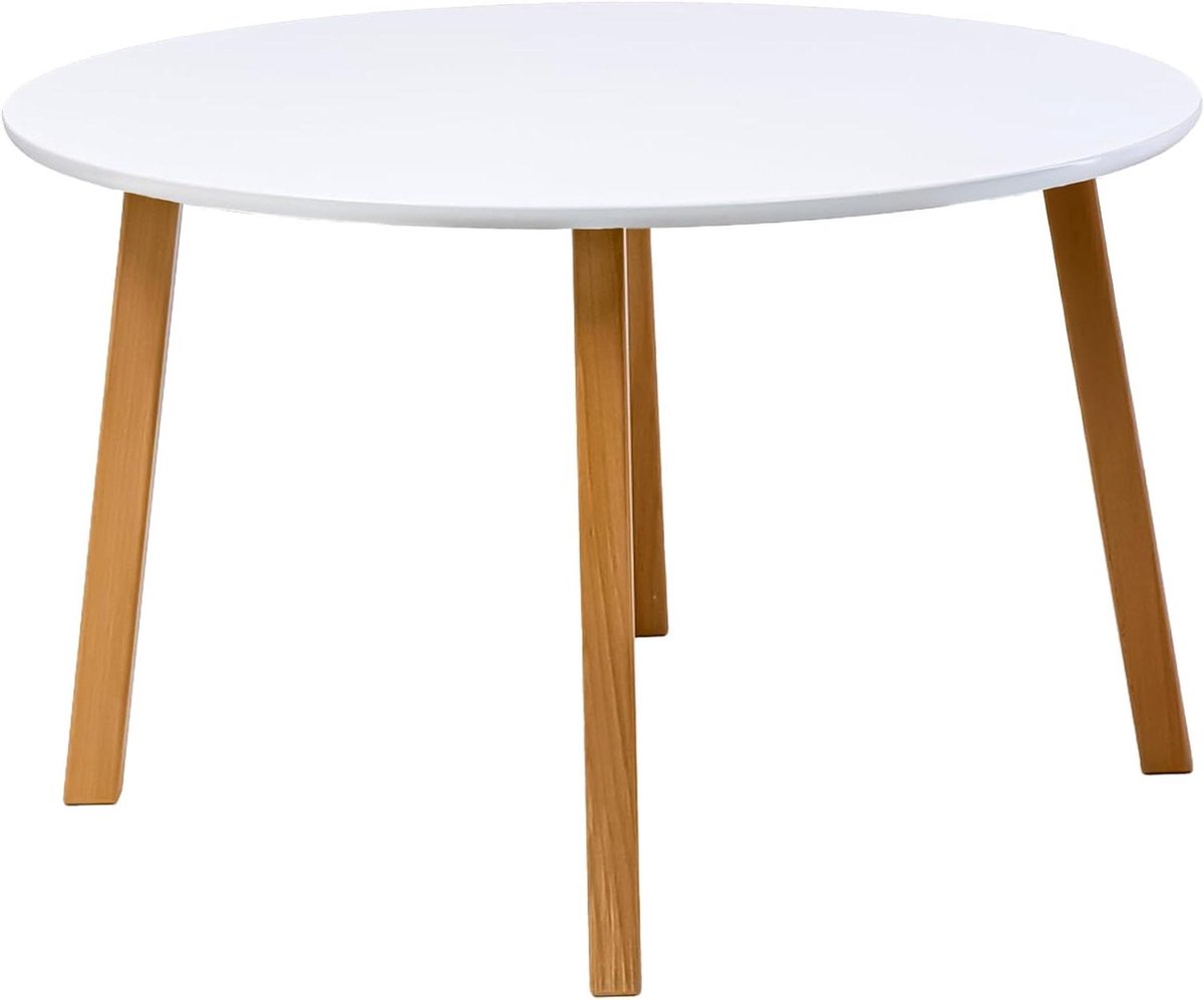 Ronde Salontafel - Koffietafel Modern - Woonkamer Inrichten - Glad Wit Blad - 80 cm Diameter - Wit