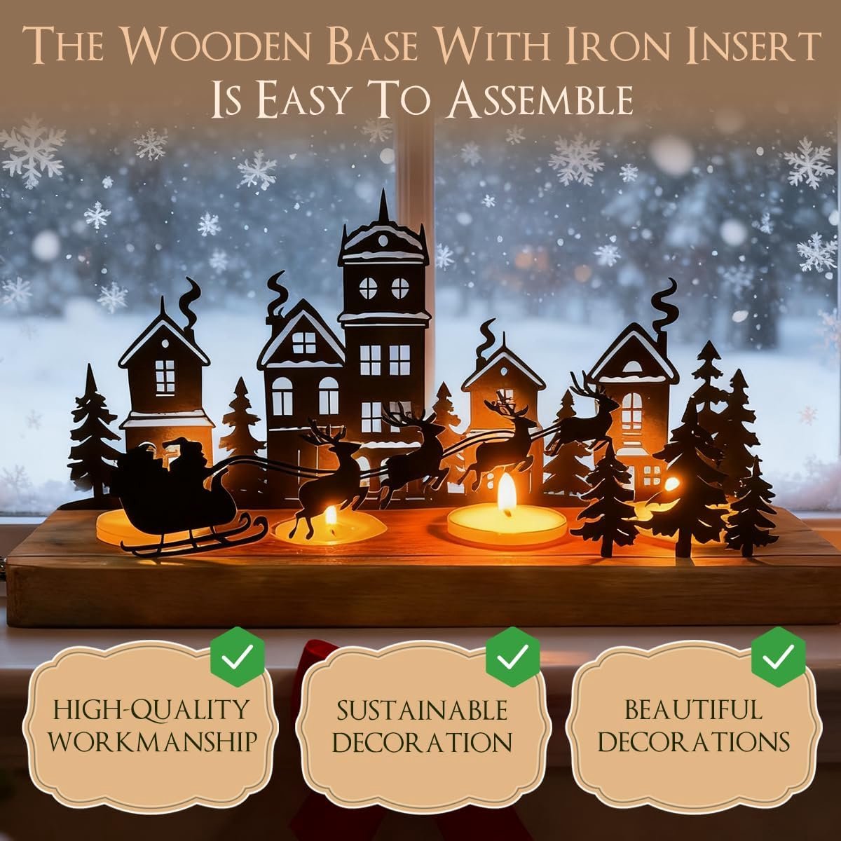 Kandelaar Adventskrans - Adventskaarsen Houder - Kerstsfeer Creëren - 4 Kaarsen Plaatsen - 28 cm - Zwart – foto 2