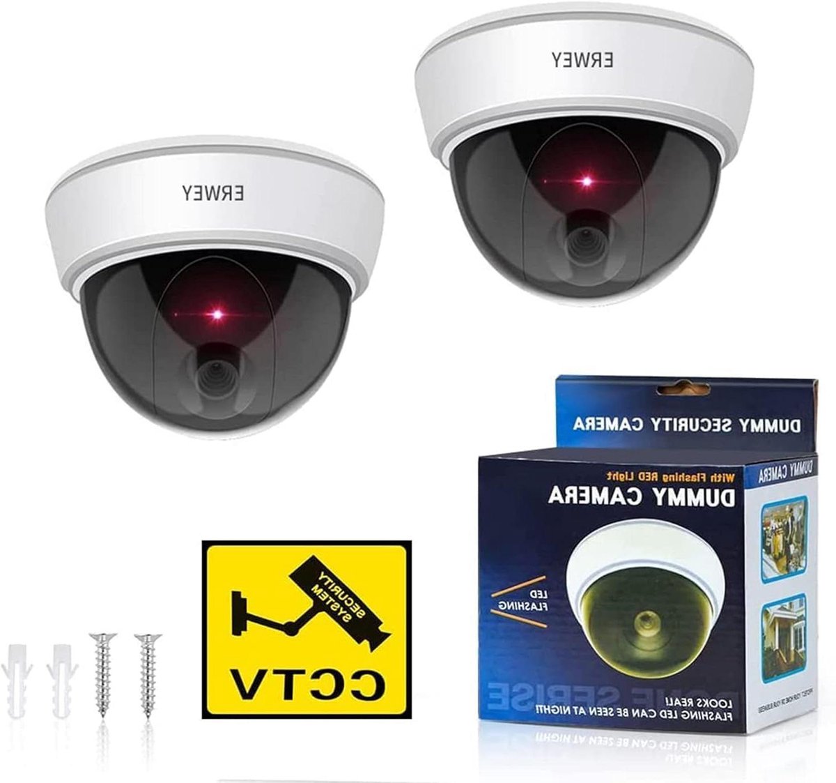 Dummy Camera - Valse Beveiligingscamera - Veiligheid Verhogen - Met Knipperende LED - 2 stuks - Wit