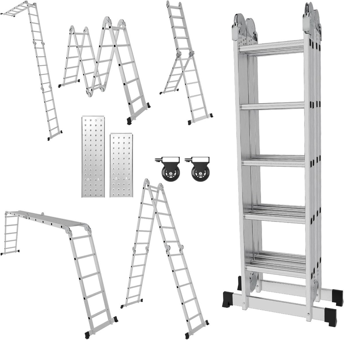 Multifunctionele Ladder - Vouwladder Steiger - Klussen en Werk - 7-in-1 Configuratie - 582 meter - Zilver