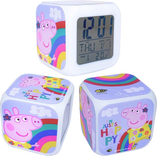 Kinderprojector Klok - Nachtlamp Wekker - Kamer Decoratie - Met Datum Temperatuur - 8 x 8 cm - Wit — afbeelding 4
