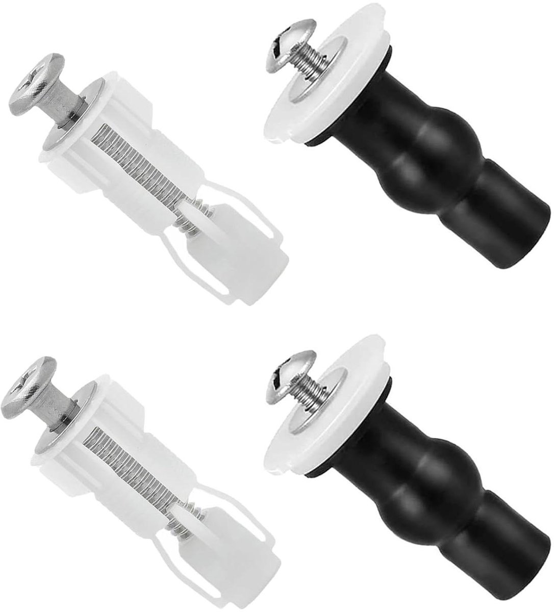 Toiletbril Bevestiging - Reserveonderdelen Set - Badkamer Reparatie - Universele Compatibiliteit - 4 Stuks - Zwart