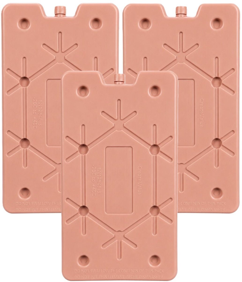 Excellent Houseware Koelelement Ice Pack - 3x - oudroze - polyethyleen - 350 gr - 24 x 14 x 1.5 cm
