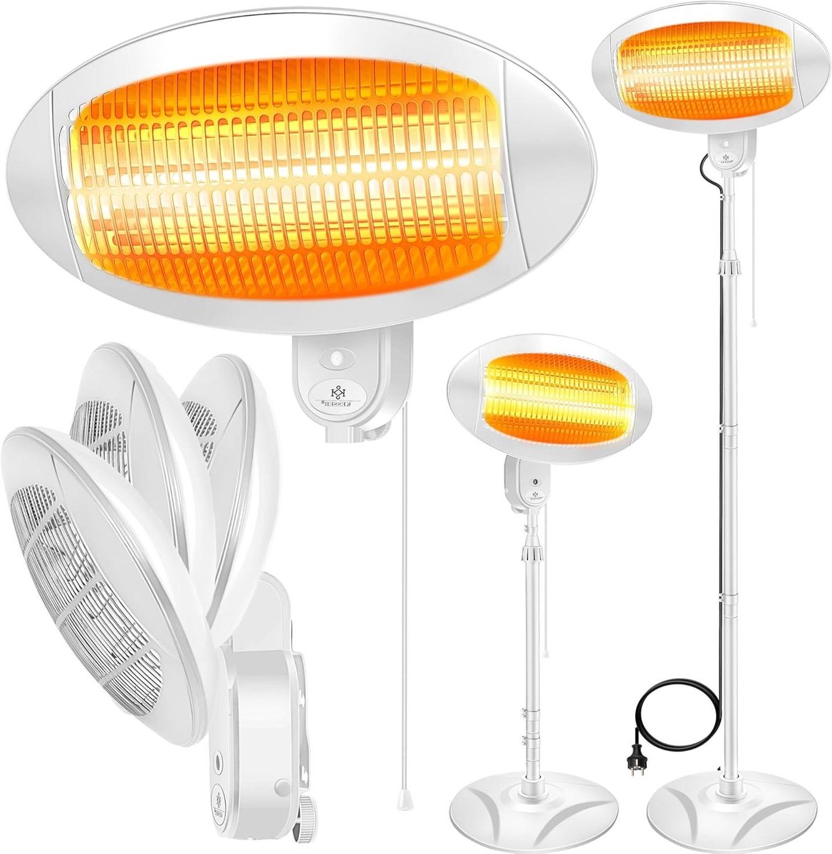 Infrarood Verwarming - Staande Heater - Terras Verwarmen - Directe Warmte - Verstelbaar 120-210cm - Zilver Grijs