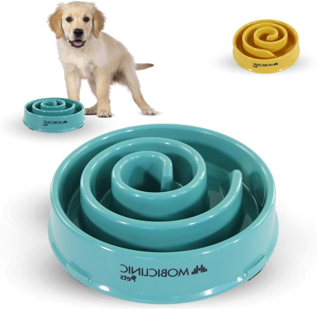 Honden voerbak - Langzame eter - Gezonde spijsvertering - Spiraal ontwerp - 500ml - Blauw