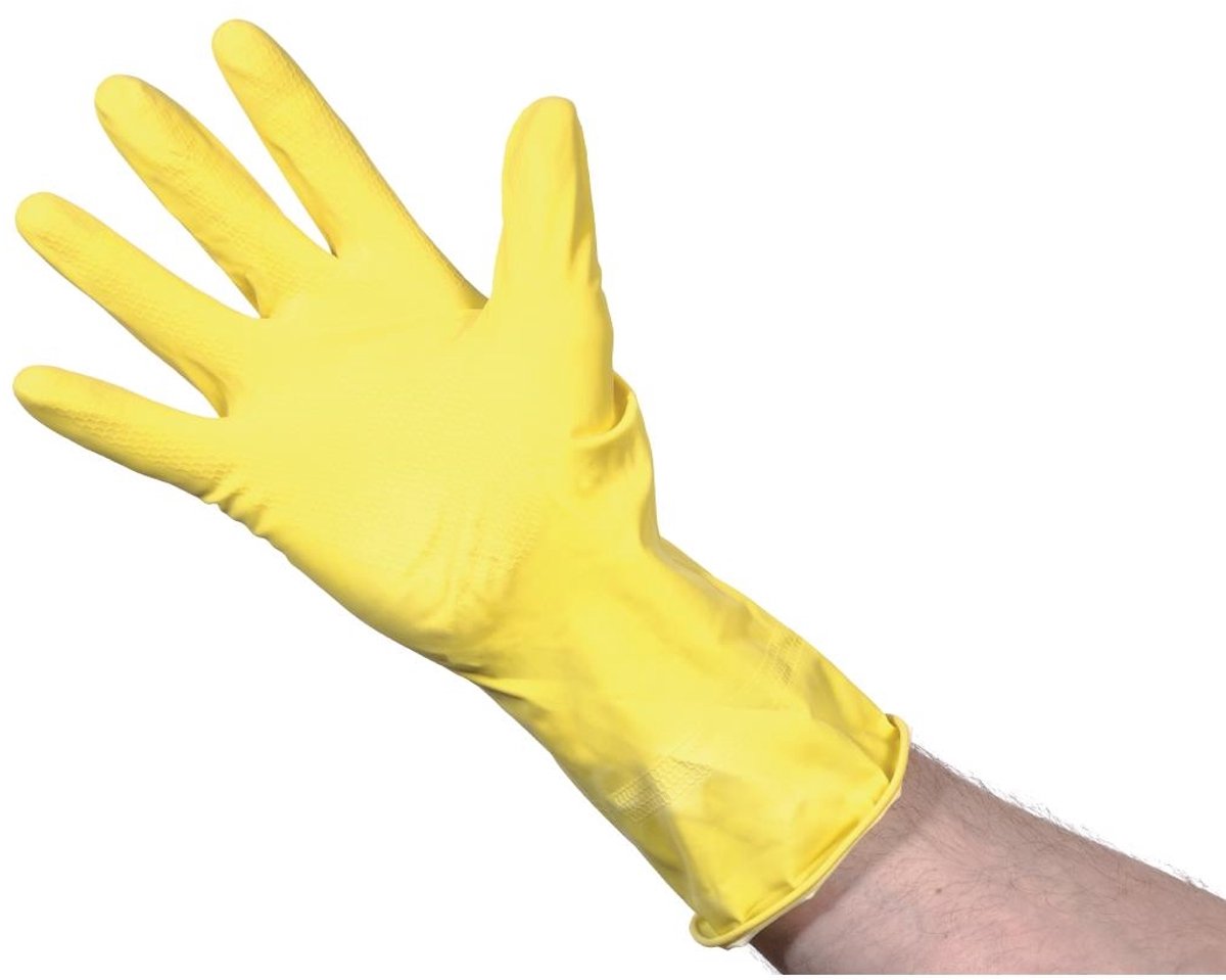 Jantex huishoudhandschoenen / handschoenen (links & rechts) - Geel/ Gele - Maat M - Natuurlijk Latex