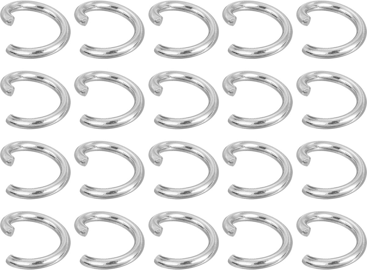 Springringen, 10 mm O-ringen van roestvrij staal, open ring, sluiting voor het maken van sieraden en reparatie, zilver