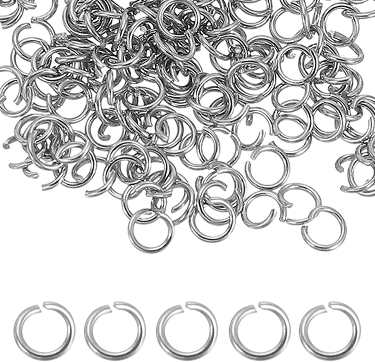 Springringen, 4,5 mm roestvrijstalen split-O-ringen, 0,7 mm dikke verbindingsring voor armband, halsketting, hanger, sieraden, sleutelhanger, doe-het-zelf knutselen, zilver