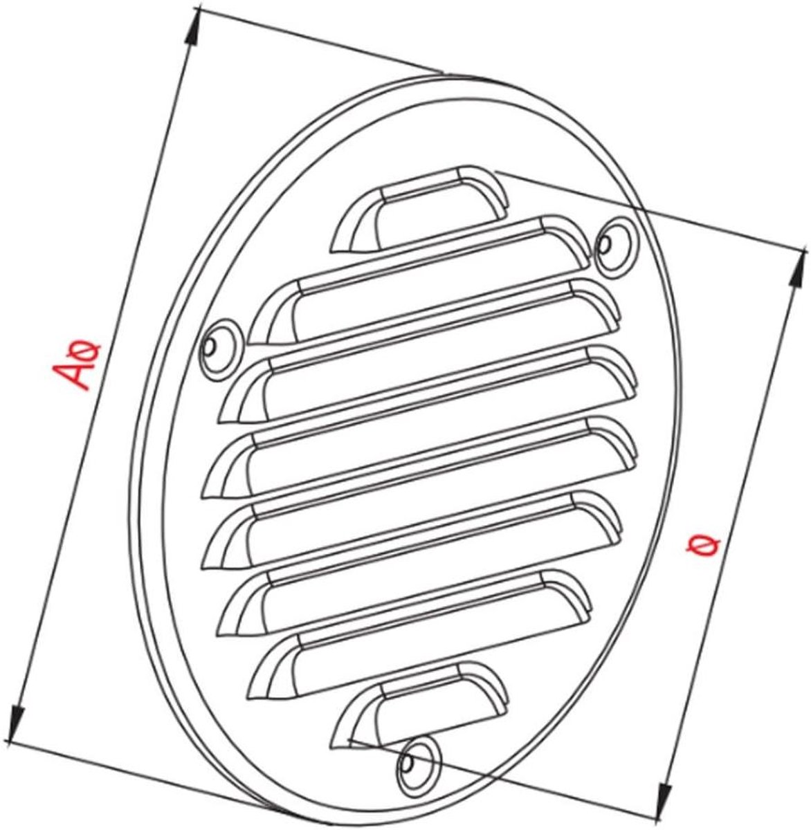 Ventilatierooster Rond - Afvoer Rooster - Luchtcirculatie Verbeteren - Met Insectennet - Ø 125 mm - Roestvrij Staal