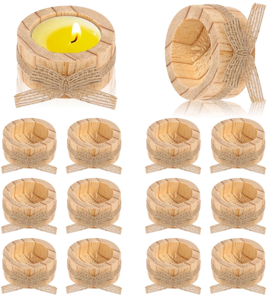 12 stuks theelichthouders van hout, personaliseren, timber pool, kaarshouder, votief theelichthouder, houten kaarsenhouder, tafeldecoratie, voor bruiloften, Kerstmis, Valentijnsdag, woondecoratie