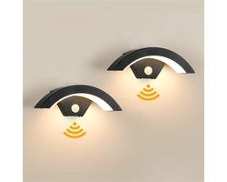 Merkloos 2 stuks LED-wandlamp met bewegingssensor, waterdichte buitenwandlamp, LED-buitenspot voor tuin, garage, terras, warm wit, 24 W, (Moet voor gebruik worden…