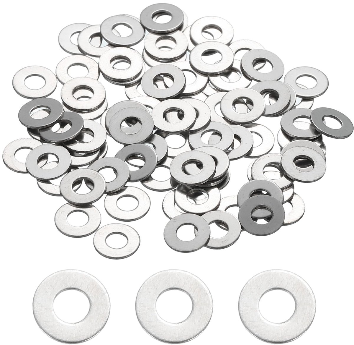 120 stuks M2.5 304 roestvrij stalen platte schijven ronde platte onderlegringen voor schroeven, bouten, hygiënisch, automotive doe-het-zelf, 2,6 mm binnendiameter 6 mm buitendiameter 0,5 mm