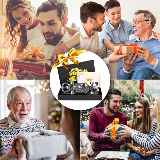 Flesopener Raceauto - Autoopener Bier - Drank Openen - Uniek Zinklegering Ontwerp - 13 cm - Donker Zilver — afbeelding 3