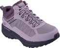 Paarse lage wandelschoen voor dames, met mesh, veters en 'Go Trail' logo.