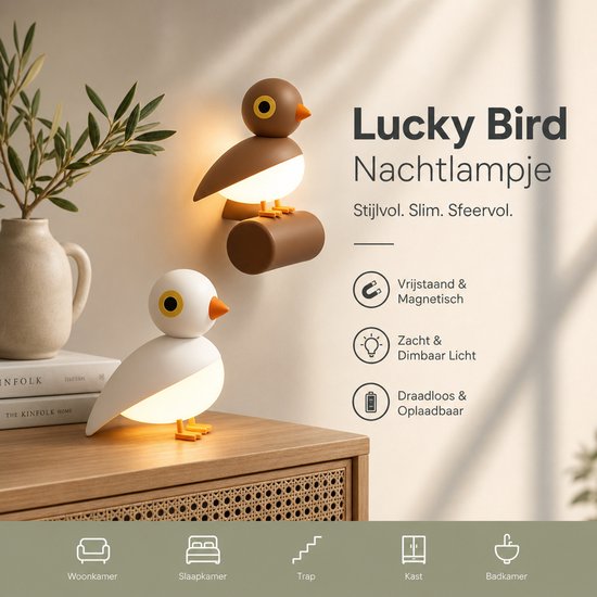 Ryoudavell - LED Nachtlampje Kindvogel - Slimme Automatische Lamp met Sensor voor Slaapkamer en Trap - Draadloze Dimbare LED Lamp en Tafellamp Kind - Oplaadbare Magnetische Sfeerlamp Nachtlamp Babykamer met Bewegingssensor en Timer - Bruin van ryoudavell — afbeelding 5