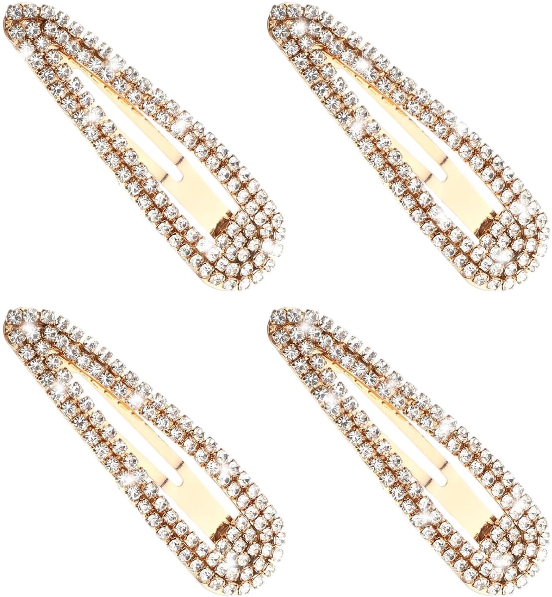 haarspelden, haarclips voor dames, 4 stuks rhinestone haarspelden, kristallen haarclips voor bruiloft, feest & gala, goudkleurig, 2.36 inch