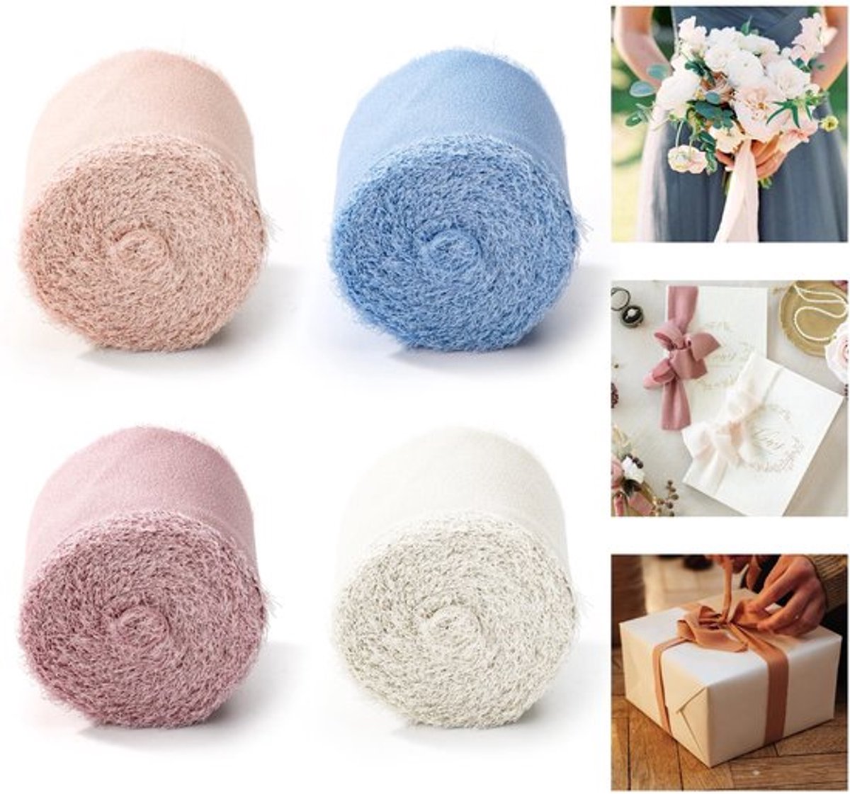 SPHProducts - Chiffon lint - Decoratielint - 4 rollen - Lichtblauw