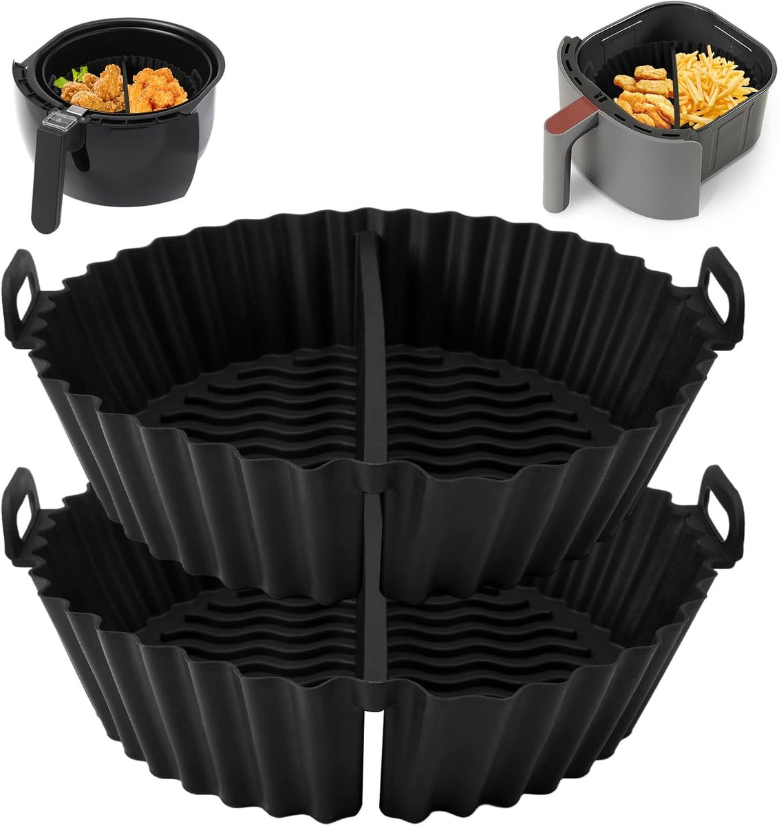 Siliconen Airfryer Inzetstuk Bakje met Scheidingswand – Herbruikbare Airfryer Bakvorm | BPA-vrij | Vaatwasserbestendig