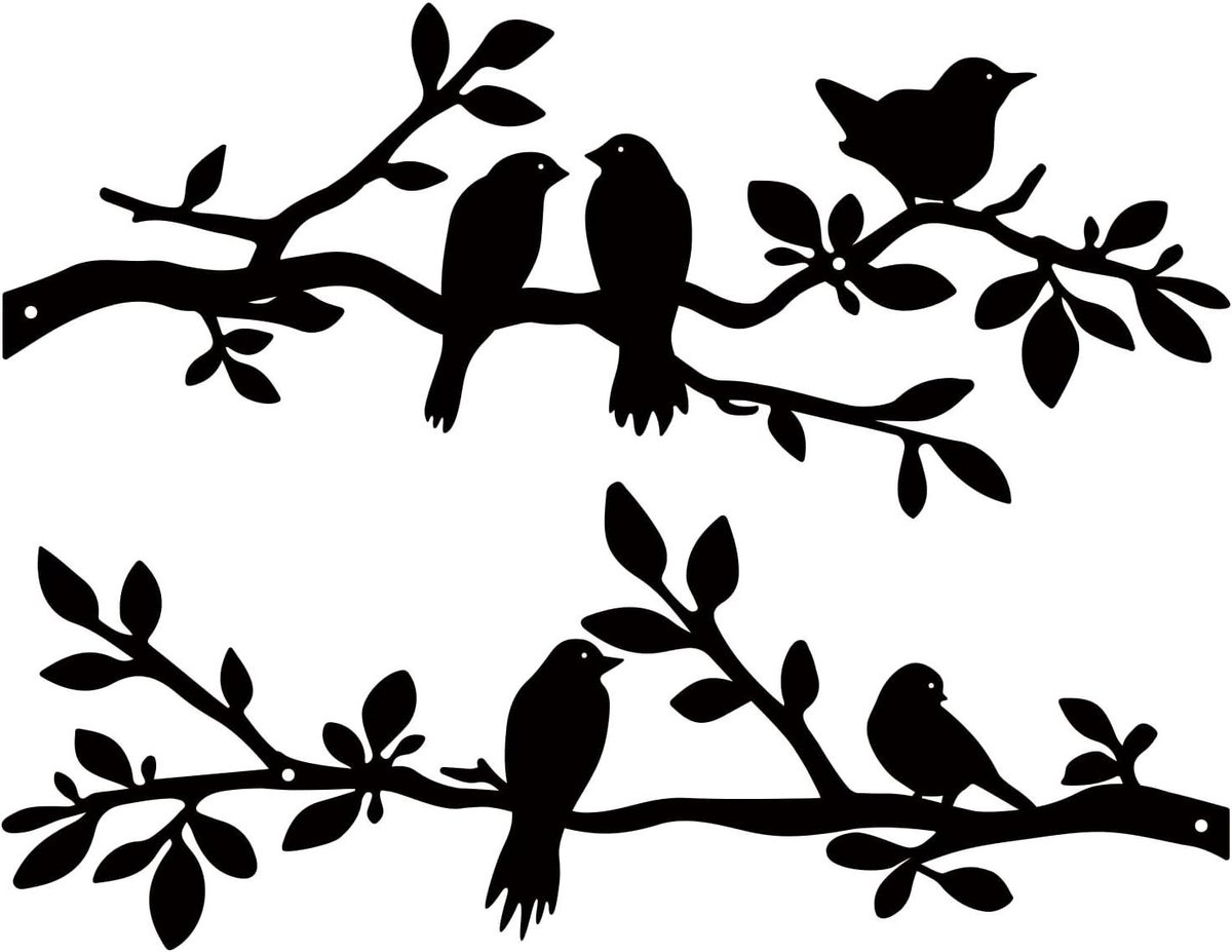 Metalen Wanddecoratie Vogels op Tak Zwart Woondecoratie Binnen en Buiten
