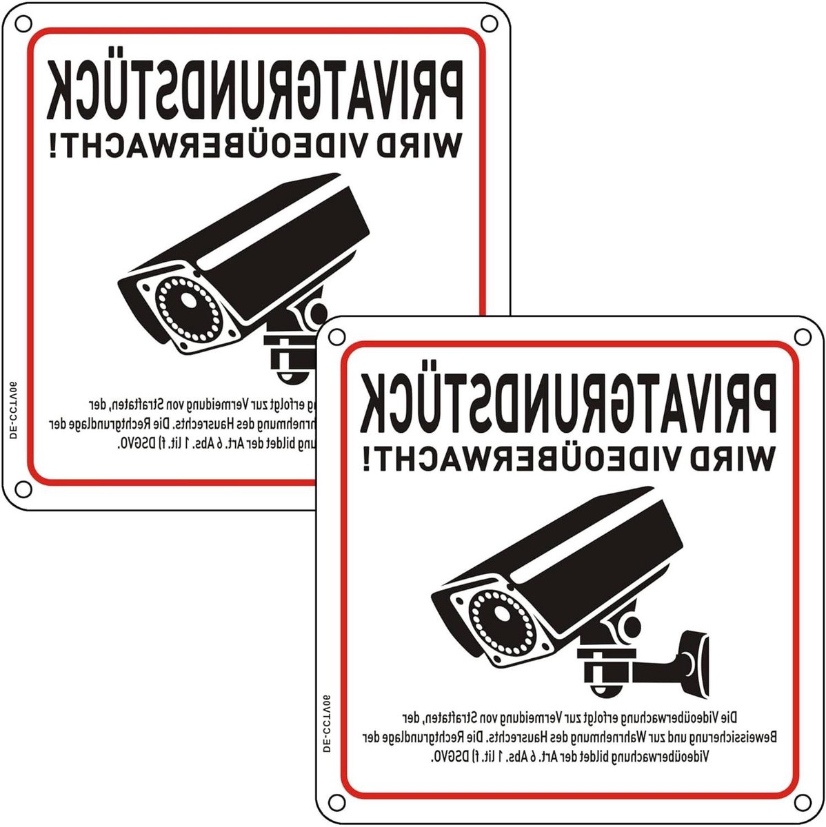 Bewakingsbord met camera - Camerabewaking tekst - Veiligheid aangeven - Reflecterend aluminium - 15x15 cm - Aluminium