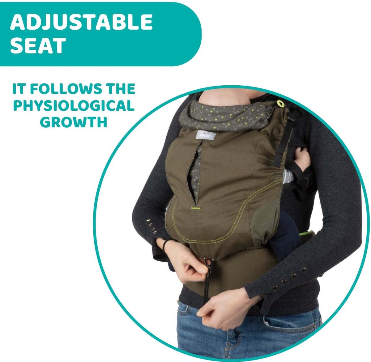 Ergonomische Baby Draagzak - Draagdoek Verstelbaar - Baby Comfortabel Dragen - M-Positie Beentjes - Tot 15 kg - Bladgroen – foto 2