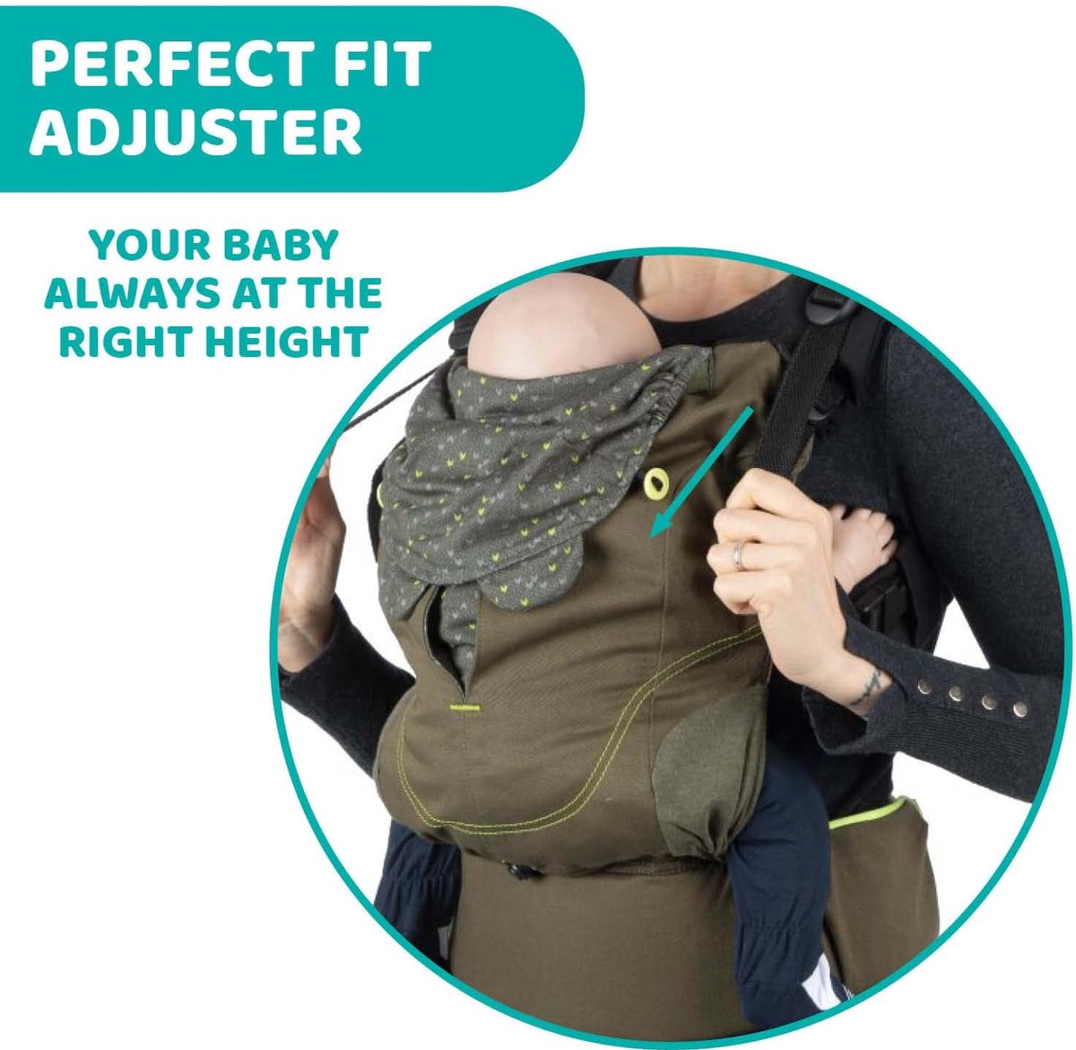 Ergonomische Baby Draagzak - Draagdoek Verstelbaar - Baby Comfortabel Dragen - M-Positie Beentjes - Tot 15 kg - Bladgroen – foto 3