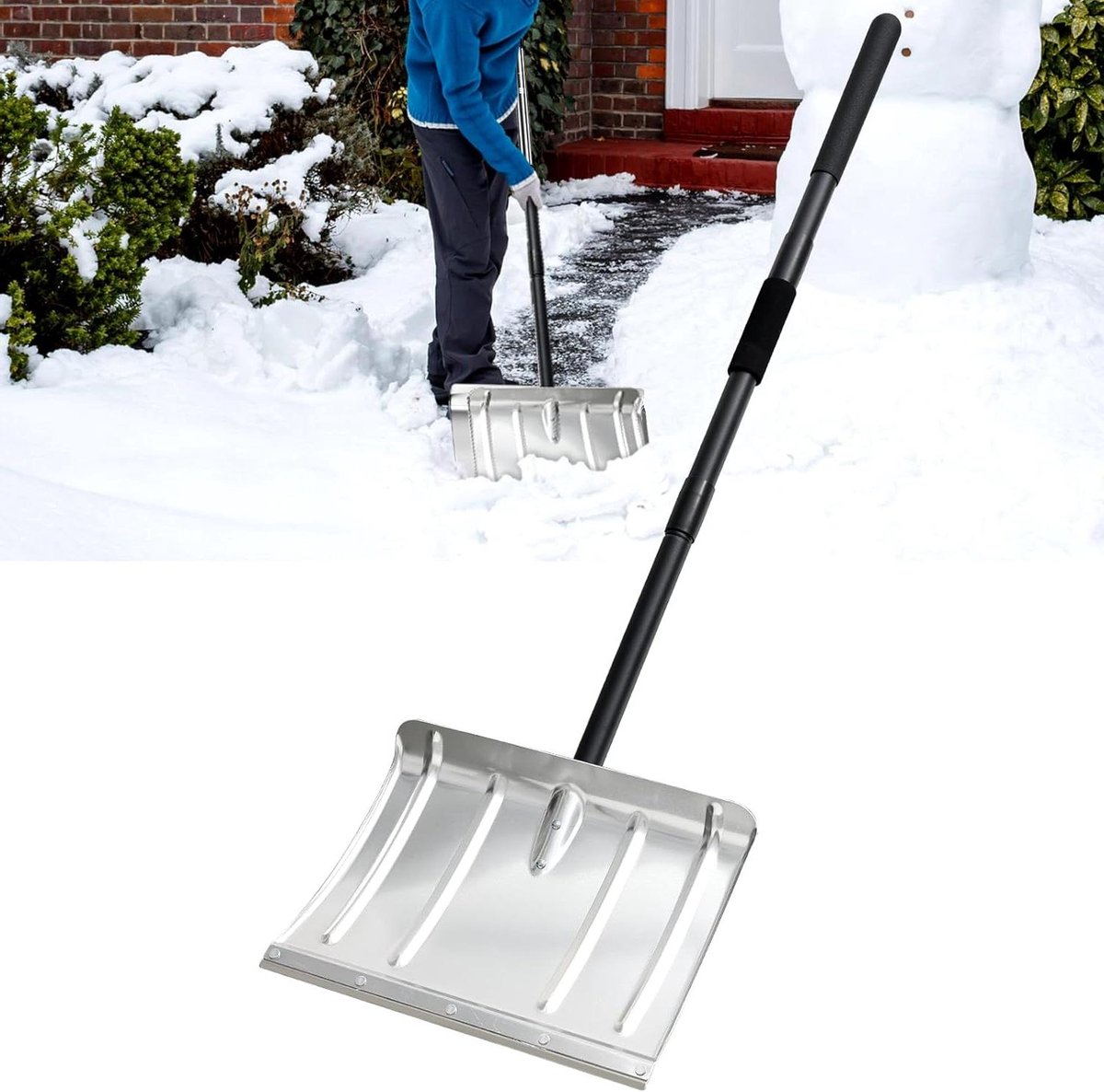 Sneeuwschuiver Oprit - Sneeuwschop - Sneeuw Verwijderen - Verstevigd Aluminium - 46 Inch - Grijs