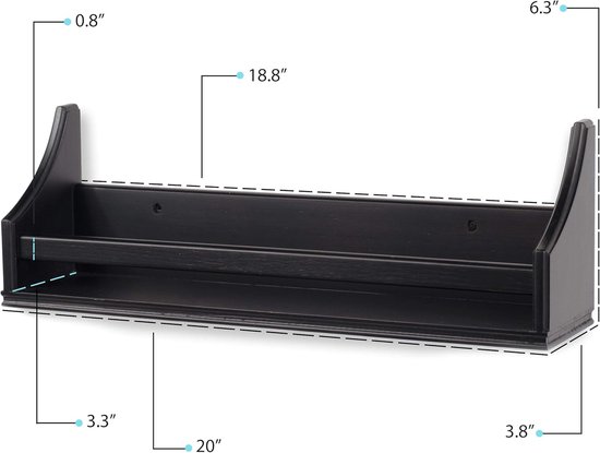 Wandplanken Set - Zwevende rekken - Kinderkamer decoratie - Set van twee - 50 cm lengte - Zwart — afbeelding 5