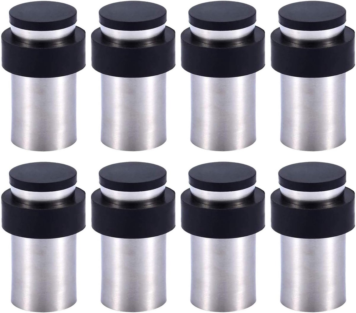 Deurstoppers Set - Muur en Vloer - Deuren Beschermen - Roestvrij Staal - 8 Stuks - Zilver