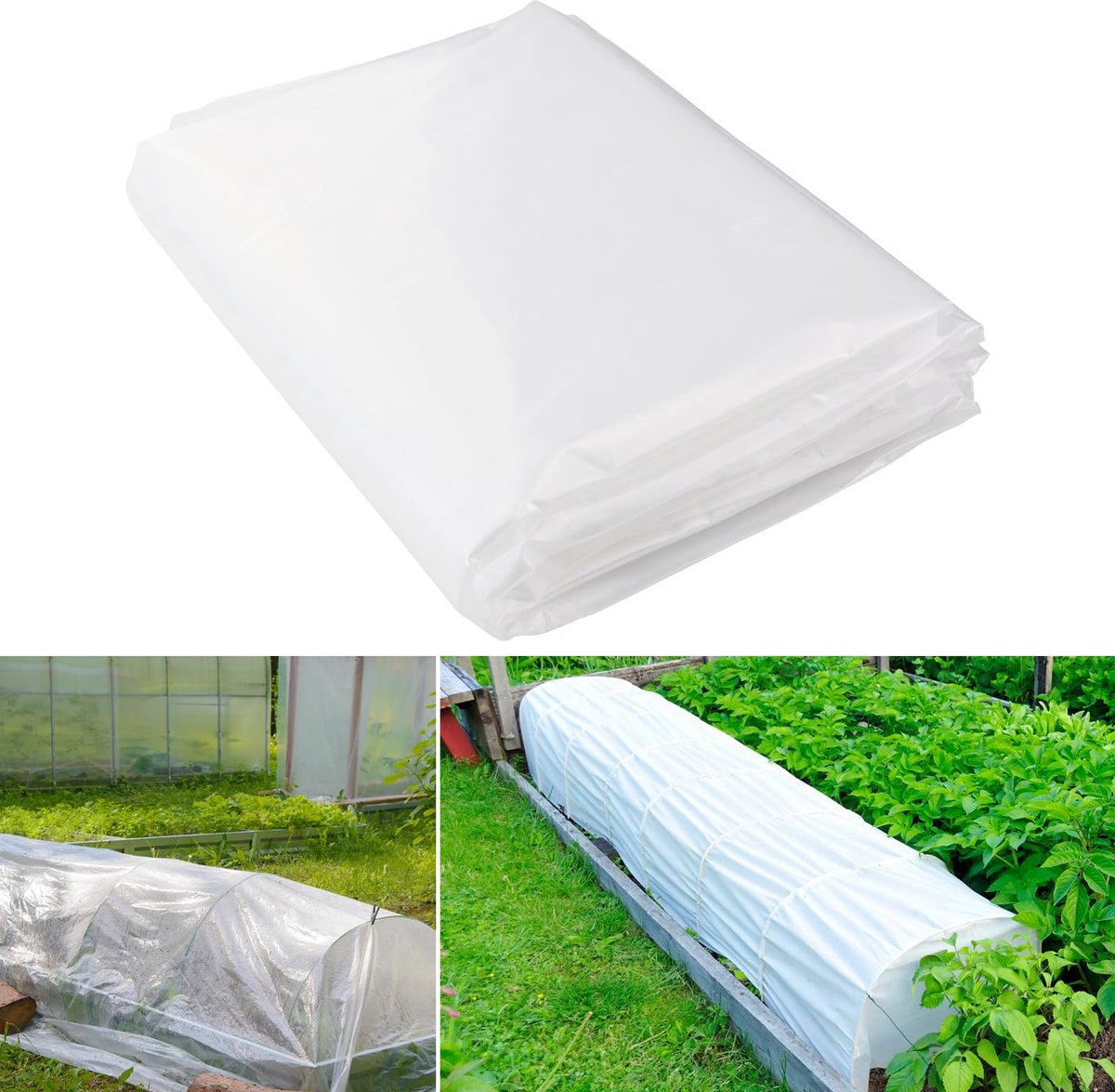 Broeikas dekzeil voor de tuin, 2 x 6 m, broeikasfolie, extra dik, helder, tuin, groeien, polytunnelafdekking, membraan, tuinhals, voor bescherming van broeikas