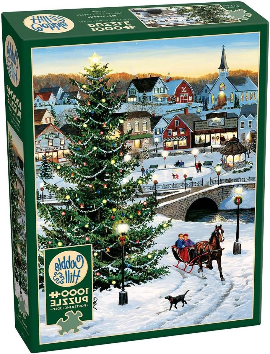1000 Stukjes Legpuzzel met Dorp en Boom-Monster - Inclusief Poster