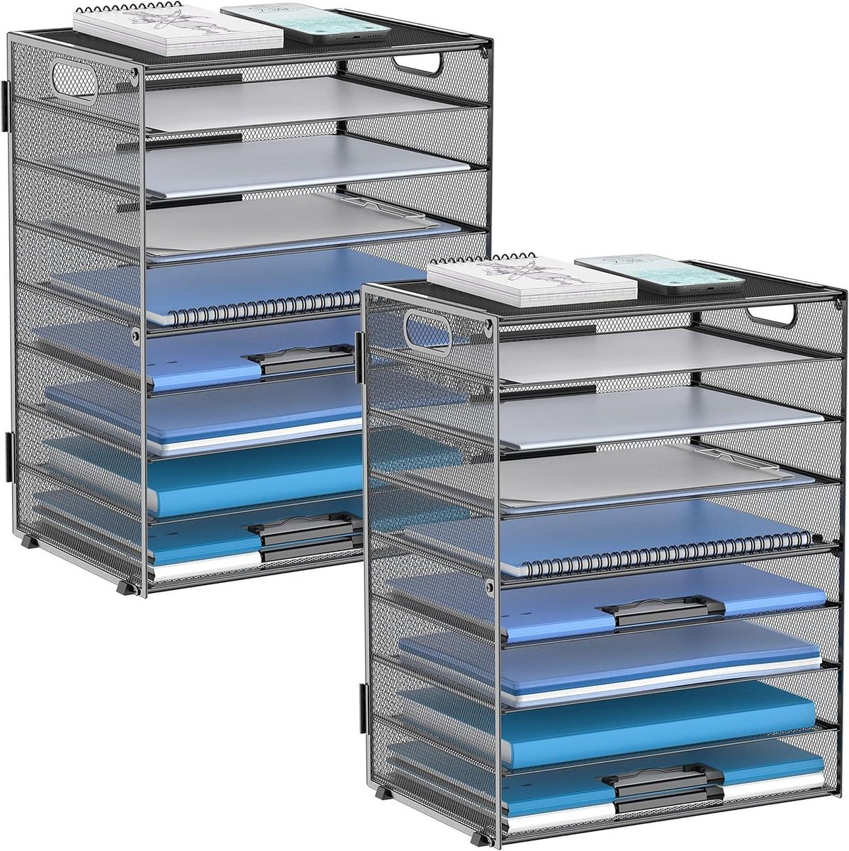 Papier Organizer - Bureau Opslag - Bureau Opruimen - 9 Lagen Stapelbaar - 32 x 23 x 42 cm - Zwart