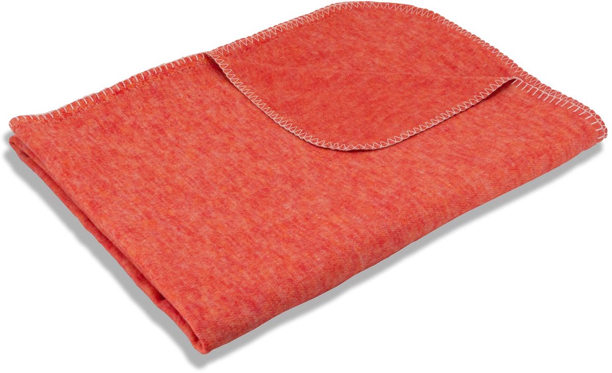 Knuffeldeken, decoratieve deken van 85% katoen en 15% polyester, 200 x 150 x 0,5 cm, oranje effen