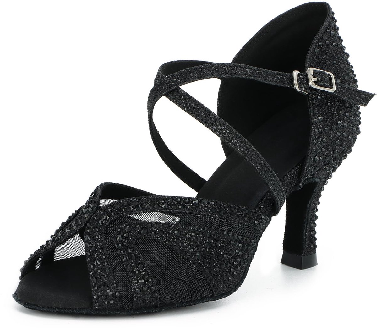 Latin dansschoenen voor dames, met strass, salsa tango, bachata, indoordansschoenen voor bruiloft, feest, bal