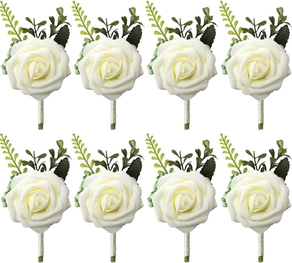 Bruidsboeket Spelden - Bloem Corsages - Feestelijke Decoratie - Realistisch Ontwerp - 8 Stuks - Wit