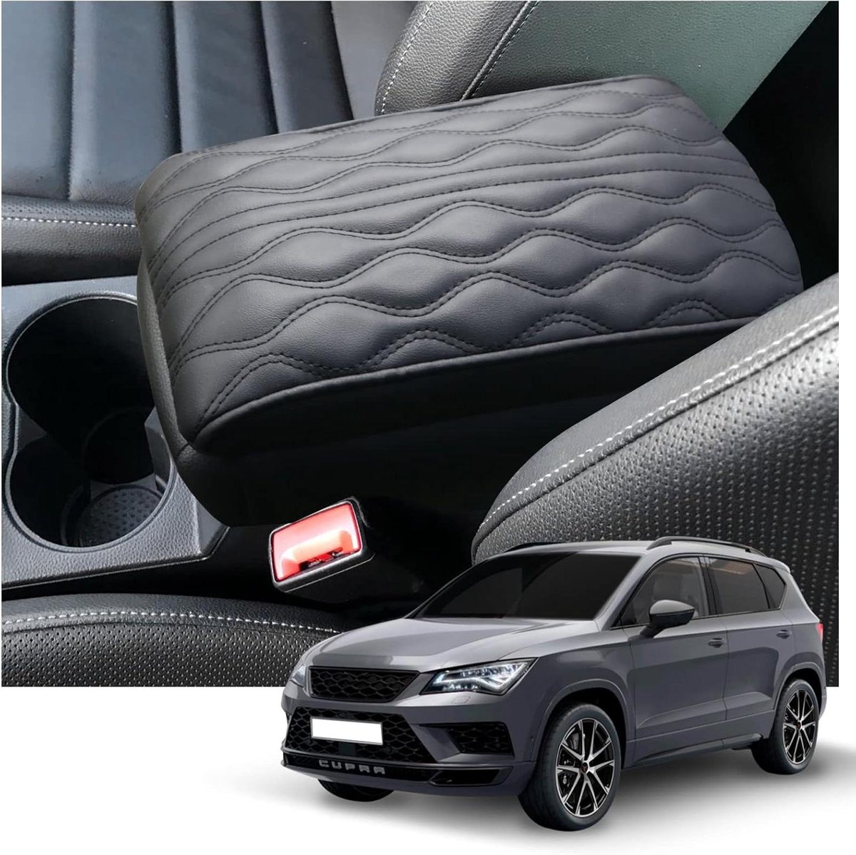 Armleuninghoes Auto - Middenconsole Cover - Interieur Beschermen - Kras- en Slijtvast - 319 x 27 x 59 cm - Zwart