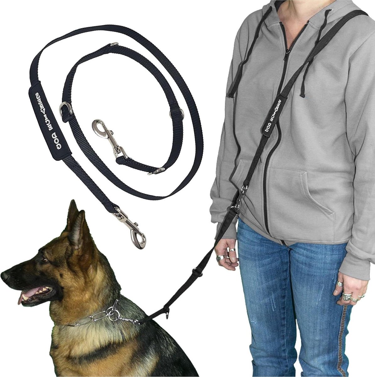 Handsfree Hondenriem - Hondenriem Verstelbaar - Hondenuitlaten - Nylon Metaal - 15.24 cm - Zwart