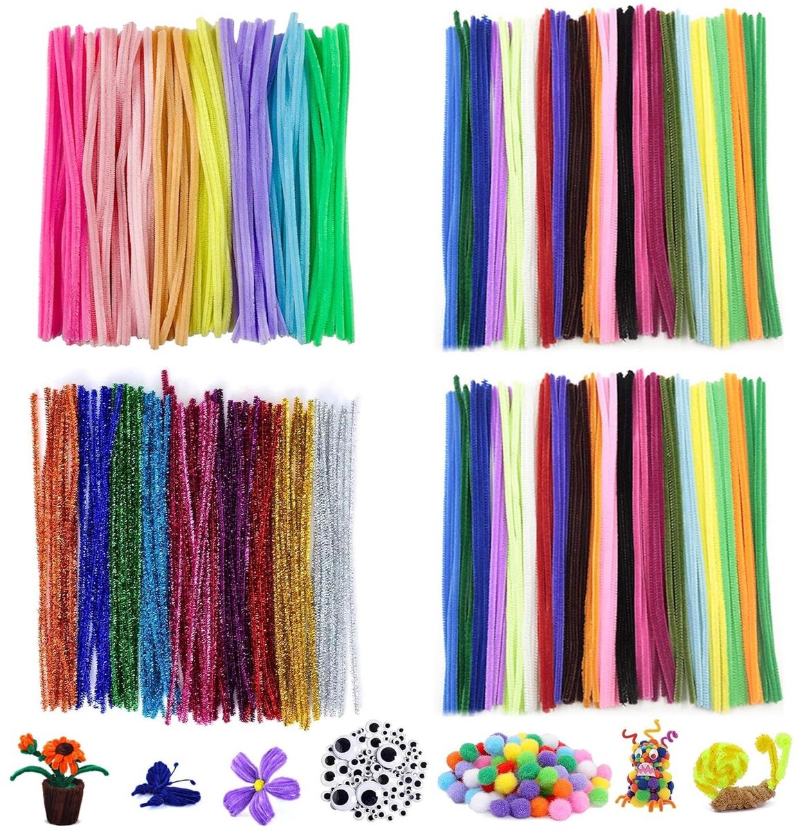 Chenilledraad Pijpenrager - Knutseldraad Flexibele Draad - Creatief Knutselen - Zelfklevend en Buigzaam - 30 cm 300 stuks - 27 Kleuren